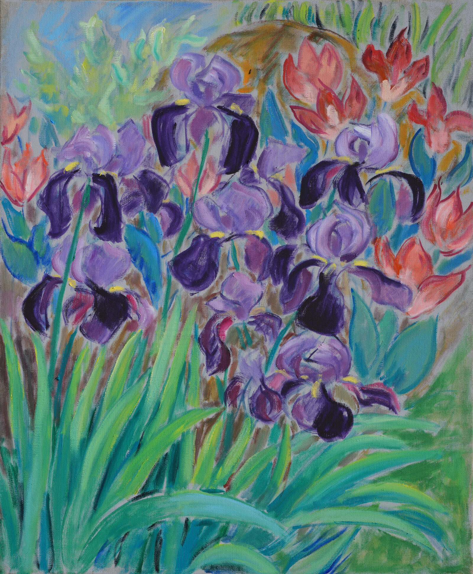 Iris und Tulpen