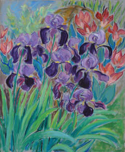 Iris und Tulpen